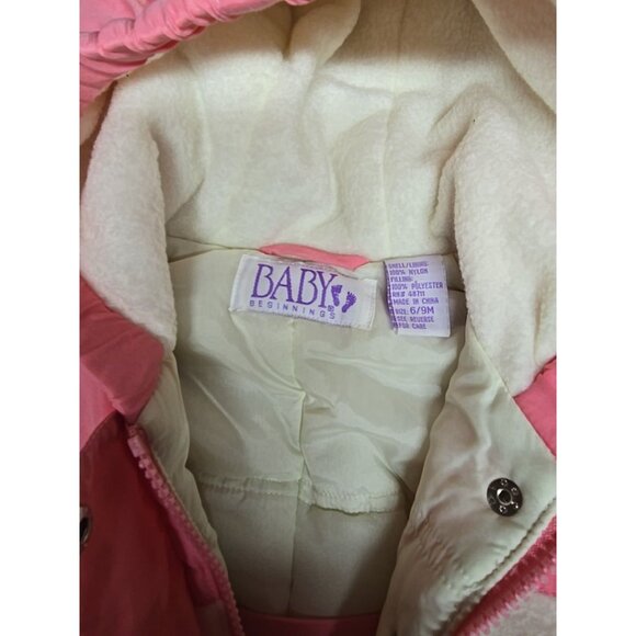Y2K Baby Beginnings Pink Hooded Snowsuit 6–9M Winter Bunting Outfit NWT - Picture 3 of 7